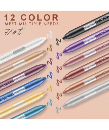 Sitovely 12-Piece Matte Eyeshadow Stick Set with Sharpener Cap - Long-Lasting Pearly Sparkle Glitter Eyeshadow Pencils - Buy Online on GoSupps.com