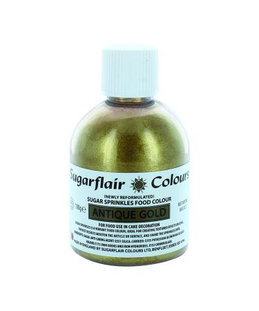 Sugarflair Sugar Sprinkles - Antique Gold - E171 Free - Colourful Cake Decorations Sprinkle Some Fun With Vibrant Edible Glittering Sugar Pieces For Cupcakes Cakes and Desserts - 100g