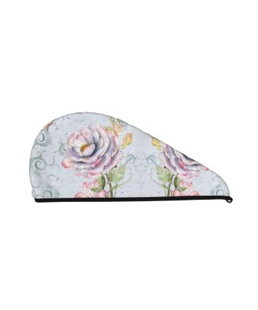 Vintage Rose Microfiber Hair Towel Soft Super Absorbent Hair Towel Wrap for Women Coral Velvet Quick Dry Hair Cap for Long Curly and Thick Hair