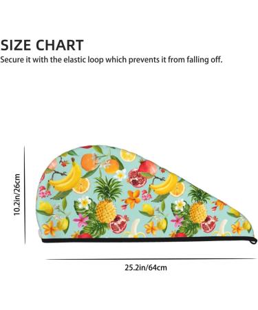 Banana Pineapple Guava Microfiber Hair Towel - Super Absorbent Quick Dry Hair Turban & Bonnet Cap for Curly Long Thick Hair - Ideal for Women Girls & Kids - Buy Online on GoSupps.com
