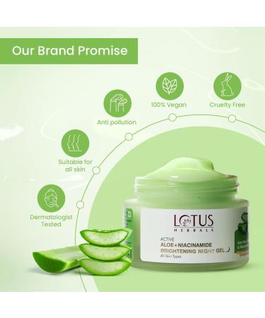 Lotus Herbals Active Aloe + Niacinamide Calm & Brighten Night Gel Hydrate the skin Parabenfree All skin types 50g - Buy Online on GoSupps.com