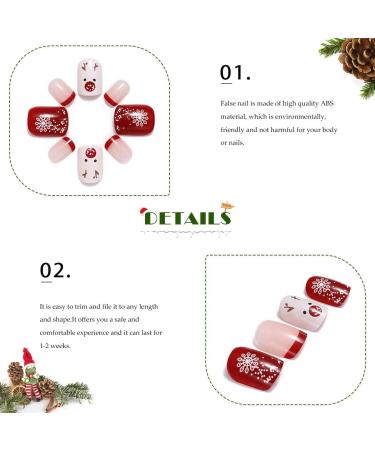 Vatocu Christmas False Nails - Short Red Snowflake & Elk Press on Nails | Snowman Acrylic Stick on Nails for Women & Girls (24pcs) - Buy Online on GoSupps.com