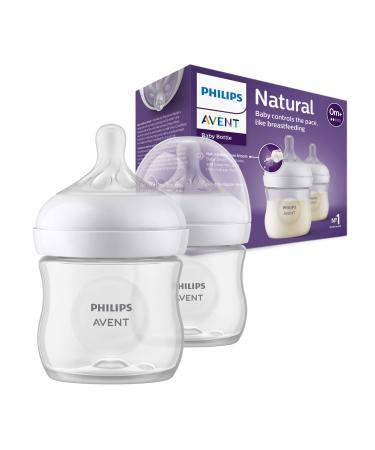 Philips Avent Natural Response Baby Bottle - 2 x 125ml Baby Milk Bottle for Newborns and Up BPA Free 0+ Months (Model SCY900/02) 125ml x2