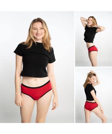 Noblood Eco-Friendly Period Underwear - Washable Cotton Menstrual Briefs (XXS-3XL) - Absorbent & Comfortable for Girls - 2-3 Tampon Capacity - Red Mohina S - Buy Online on GoSupps.com