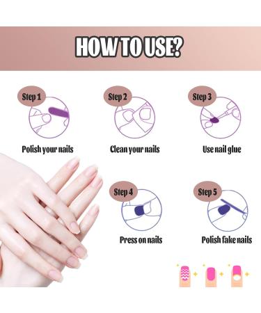 24pcs Short Square False French Tip False Nails Stick on Nails Glitter Press on Nails Removable Glue - on Fake Nails Acrylic Full Cover Nails Women Girls Nail Art Accessories (Flash Pink Diamond) - Buy Online on GoSupps.com