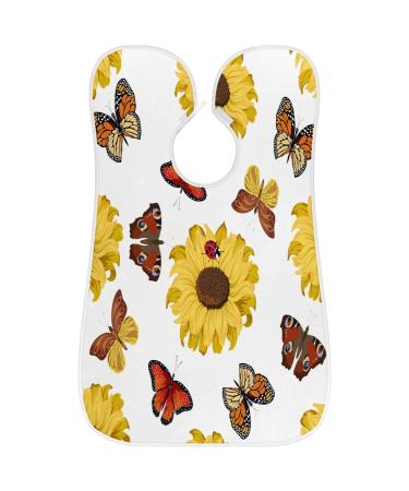 Sunflower Butterfly Ladybug Beard Bib Apron for Men - Non-Stick Waterproof Grooming Cape with Suction Cups | Perfect Gifts for Men - Buy Online on GoSupps.com