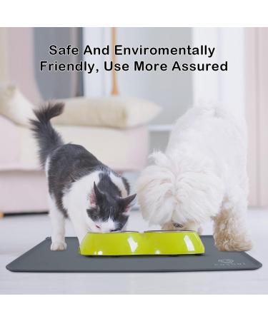 CS COSDDI Non-Slip Pet Feed Mat - Silicone Dog & Cat Food Pad (53x37cm) in Gray | Durable & Easy to Clean - Buy Online on GoSupps.com
