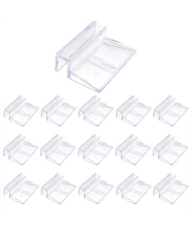 LEEFONE 16 PCS 8mm Acrylic Aquarium Cover Clip, Clear Fish Tank Glass Cover Clip Support Holder Universal Lid Clips for Rimless Aquariums