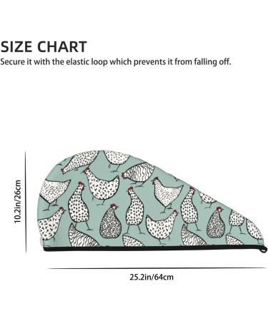 Hair Towel Wrap & Turban - Quick Drying Hair Towel with Button | Hand Drawn Chickens Design - Buy Online on GoSupps.com