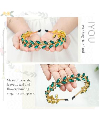 IYOU Crystal Wedding Headband Emerald Green Bridal Hair Bands Crown Sparkly Rhinestone Headpiece Tiara Prom Party Hair Accessories for Brides and Bridesmaid - Buy Online on GoSupps.com