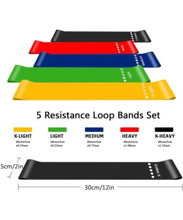 Resistance Loop Bands Resistance Bands Loop Exercise Bands Resistance Stretch Bands Workout Bands Exercise & Fitness - Resistance Bands Set Of 5 by Gym2Go - For Leg and Ankle Stretching Yoga Pilates Home Fitness and Strength Training - Buy Online on GoSupps.com