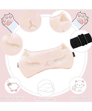 Mukveitn Cute Cat Sleep Mask 2 Pack - Adjustable Silk Eye Cover for Kids & Adults | Ideal for Sleep, Travel, Nap, Party Supplies - Buy Online on GoSupps.com