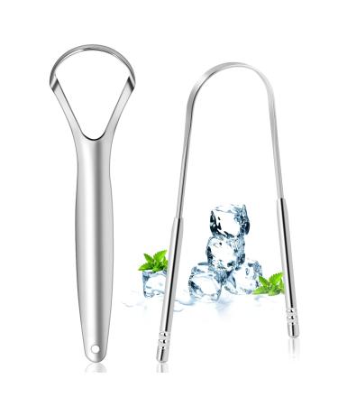 Bencco 2 tongue cleaner stainless steel tongue scraper tongue brush for mouth cleaning recyclable easy to clean environmentally friendly and practical silver - Buy Online on GoSupps.com