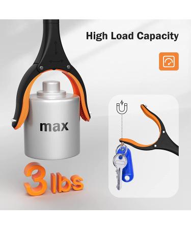 2 Pack 32 Folding Reacher Grabber Tool for Elderly - Wide Claw Opening Trash Picker with Magnetic Tip - Lightweight and Strong Grip - Buy Online on GoSupps.com