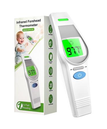 Forehead Thermometer for Kids and Adults HealthTree No Touch Forehead Thermometer for Baby 2 in 1 Digital Infrared Head Thermometer with Fever Alarm Mute and Memory Functions Ivory