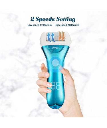 Electric Callus Remover - Rechargeable Foot Scrubber with 5 Roller Heads | Waterproof Pedicure Kit for Cracked Heels | Chromed Blue - Buy Online on GoSupps.com