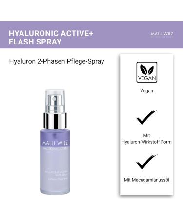  Malu Wilz Malu Wilz Hyaluronic Active + Flash Spray 30ml I Skincare Refreshing Facial Care Serum with Active Formula with Double Acting Hyaluronic Acid I Booster I Vegan - Buy Online on GoSupps.com