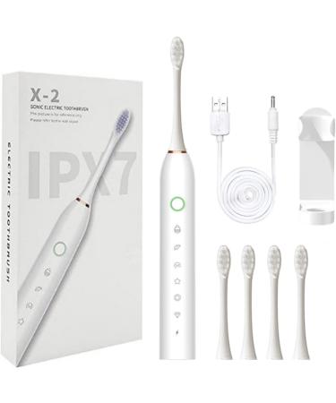 Buy Electric Toothbrush - USB Rechargeable 6 Brush Heads Smart Timer IPX7 Waterproof - Deep Clean Toothbrush (White) - International Shipping Available - Buy Online on GoSupps.com