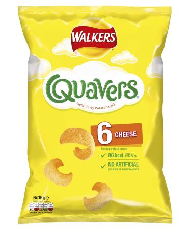 Walkers Quavers Cheese Multipack Crisps 6 x 16g (12Packs)