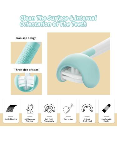 3 Sided Toddler Toothbrush | Soft Bristles Kids Toothbrush for Autism Sensory Needs | Gentle Silicone Brush Heads in Blue & Yellow - Optimal Oral Care for Kids - Buy Online on GoSupps.com