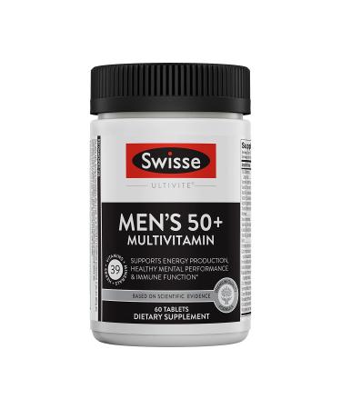 Swisse Daily Multivitamin for Men 50 and Over | 39 Vitamins Antioxidants and Minerals + Adaptogens | Energy Stress & Immune Support | Mens 50+ Multivitamins Supplement | 60 Tablets