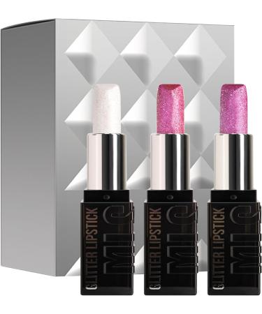  Mixnexorad Glitter Lip Gloss 3 Lipsticks with Luminous Finishes Anti-Fat - for Women and Girls Party Travel Office and Everyday Wear - Buy Online on GoSupps.com