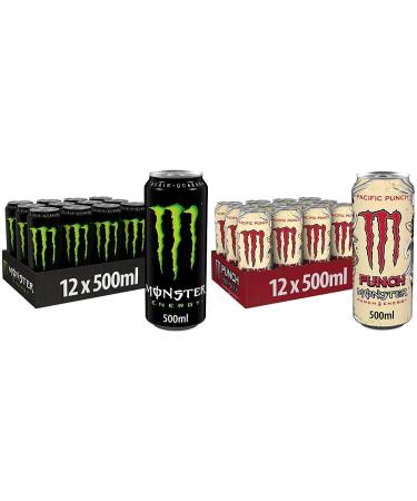 Monster Energy - Caffeine Energy Drink with a classic energy taste & pacific punch - caffeinated energy drink with refreshing punch taste bundle with Energy Drink Pacific Punch