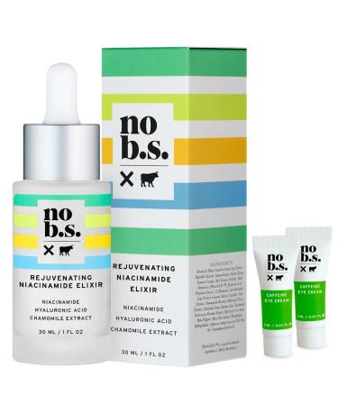 NO B.S. Rejuvenating Niacinamide Serum With Hyaluronic Acid and Chamomile Extract - Dark Spot Remover  Anti-Aging  Acne  Hyperpigmentation Treatment Serum (1 oz)  Includes Two Caffeine Eye Cream Deluxe Minis
