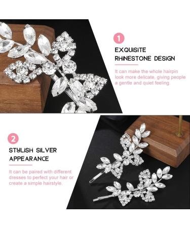 CAEEKER Rhinestone Bridal Hair Clips 2 PCS Flower Leaf Wedding Hairpin Pearl Crystal Hair Clips Diamond Hair Barrettes Hair Slides Elegant Bridal Hair Accessories for Women Girls Bridal (Silver) - Buy Online on GoSupps.com