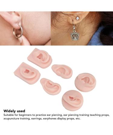 Human Ear Model with 3 Pairs Earring Elastic Bands for Piercing Practice - Light Skin Color - Buy Online on GoSupps.com