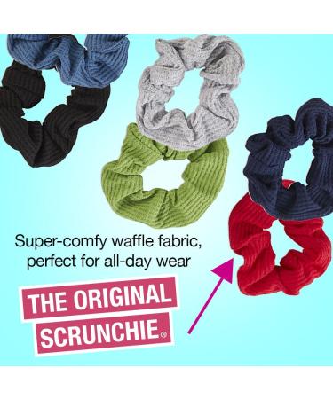 Scunci by Conair Waffle Knit Scrunchies - 6 Pack Navy White Red Blue Grey Black Hair Ties - Buy Online on GoSupps.com