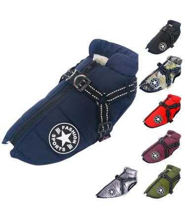 Dog Vest Dog Coat Waterproof Warm Vest with Dog Harness Winter Warm and Soft 9 Colors-Navy LL Navy