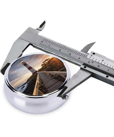 Lighthouse Printed Mini Round Pill Box - 3 Compartment Travel Organizer Portable Medicine Case for Home & Office Use - Buy Online on GoSupps.com