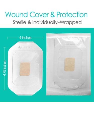 Transparent Film Dressing | Waterproof Catheter Shower Cover & Chemo Port Protector | Wound Bandage Frame Style (4x4.75 Pack of 20) | International Shipping Available - Buy Online on GoSupps.com