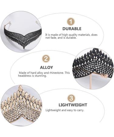 FRCOLOR Jeweled Baroque Queen Crown Black Crown Gothic Headpiece Rhinestone Wedding Crown Costume Party Hair Accessories for Women - Buy Online on GoSupps.com