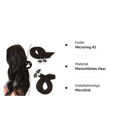 Moresoo Real Hair Extensions - Darkest Brown #2 Microring Cold Fusion 35cm - 100% Remy Hair Pre-Bonded Micro Loop 50g - Buy Online on GoSupps.com