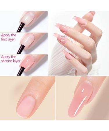 ASENTER 5 in 1 Builder Gels 15ML - Clear Nude Pink Rubber Gel for Nail Extensions, Base & Strengthener - UV/LED Polish Gel for Broken Nails Repair - Buy Online on GoSupps.com