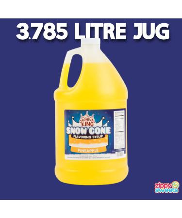 ZippySweets - Snow Cone Syrup - Pineapple Flavour Shaved Ice Syrup 1 Gallon with Complimentary Pump Makes Up to 128 Shaved Ice Treats - Perfect for Parties and Summer Fun - Buy Online on GoSupps.com