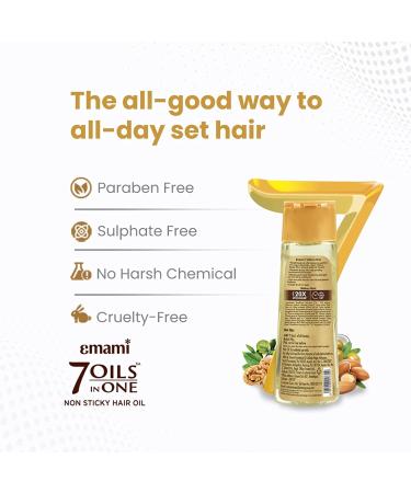Naturix Emami Hair Oil - 7 in 1 Non-Sticky & Non-Greasy | Sulphate-Free Paraben-Free with Almond Coconut Argan & Amla Oil - 200ml | International Shipping Available - Buy Online on GoSupps.com