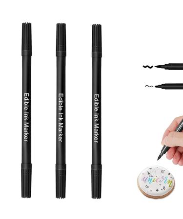 HZSZJMN 3pcs Black Edible Markers Black Icing Pen for Fondant Black Edible Pen Baking Paintbrush for DIY Fondant Cakes Frosting Easter Eggs Party Decorating Drawing Writing - Buy Online on GoSupps.com