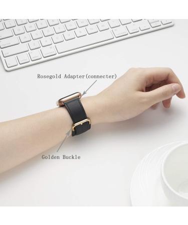 POWER PRIMACY Top Grain Leather Apple Watch Band - Black/Rosegold 38mm/40mm/41mm - Buy Online on GoSupps.com