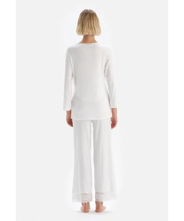 Dagi Women's Viscose Maternity Pyjama Set Ecru 2XL - Comfortable and Stylish Maternity Sleepwear - Buy Online on GoSupps.com