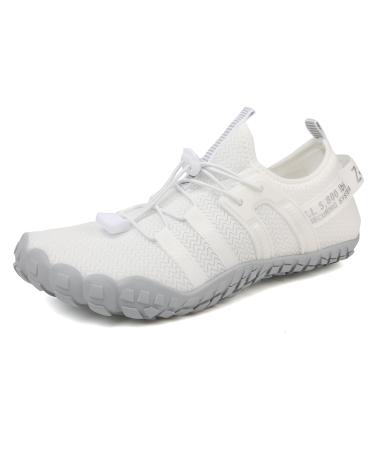 Ziitop water shoes for women and men barefoot shoes unisex bathing shoes quickly drying beach shoes light fitness shoes soft surf shoes pool shoes for diving surfing hiking yoga (36-46 EU) 39 EU white gray