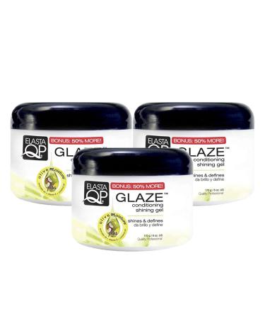 Elasta QP Glaze Maximum Hold Conditioning Shining Gel - Coconut - Pack of 3 - 6 Oz.