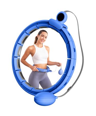 Smart Weighted Hoop Fit for Adults Weight Loss, Quiet Exercise Hoop for Adults, Adjustable Plus Size Exercise Hoop, Waist Fitness Fit Hoop Workout Equipment for Women Men Blue 2