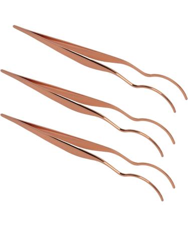 Curved Eyelash Tweezers Set - 3 Pieces Stainless Steel Portable & Compact for Travel | Wide Clip Opening - Buy Online on GoSupps.com