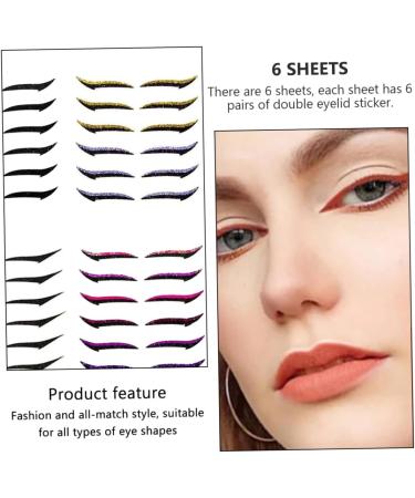 Angoily 6pcs Eyeliner Stickers Self- Cosmetics Korean Eyelid Tape Double Eyelid Tapes Flash Beauty Products 9x9cm Assorted Color - Buy Online on GoSupps.com