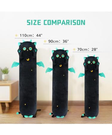 Mewaii 20in Long Cat Plush Pillow Stuffed Animal Squishy - Big Green Eyes, Sleeping Hugging Soft Toy for Kids (Black) - Buy Online on GoSupps.com