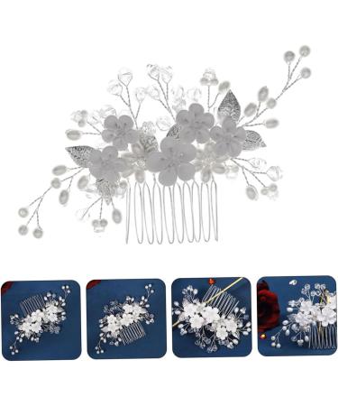 Beatifufu Bridal Headwear Crystal Hair Decor Pearl Headpiece Flower Headdress Pearl Trim Hair Accessories Reusable Headdress Party Supply Metal Ceramic Flower Bride Wedding Supplies Girl - Buy Online on GoSupps.com