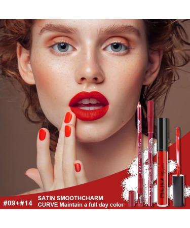 Ruby Red Matte Lipstick and Lip Liner Set - Long Lasting Waterproof Makeup Stain - 24H Lip Gloss - Pack of 2 - 0.21 Fl Oz - Buy Online on GoSupps.com